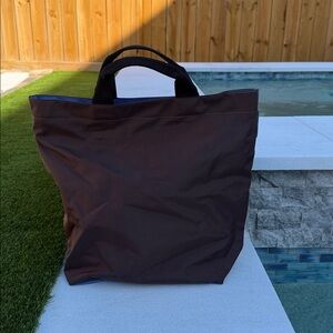 Herve Chapelier Espresso Brown Blue Carryall Tote